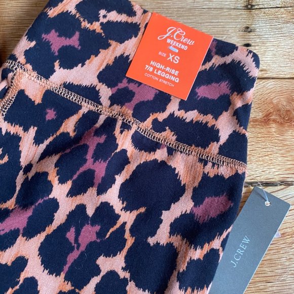 NEW J. Crew Leopard High Rise 7/8 Leggings Animal Print Brown - Picture 3 of 5